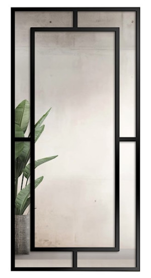 Lustro ścienne Gloria 120x60 cm ze szprosami w czarnej ramie