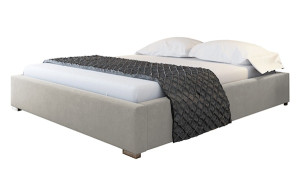 Łóżko tapicerowane Plene 160x200 ze stelażem metalowym i pojemnikiem szarobeżowe hydrofobowe HOMEBOOK