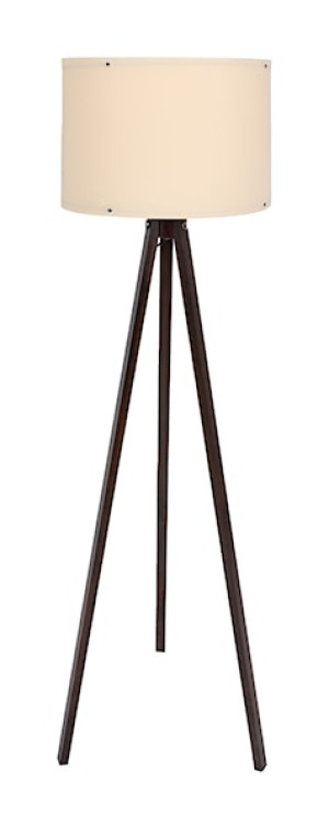 Lampa podłogowa Nepater kremowa na ciemnobrązowym stelażu
