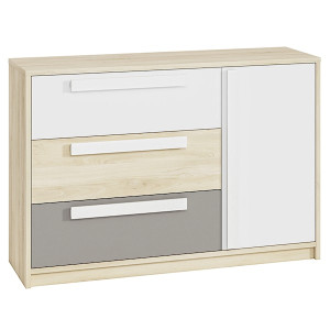 Komoda jednodrzwiowa Madarro z trzema szufladami szary platyna HOMEBOOK