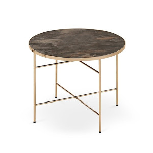 Stolik kawowy Algar o średnicy 60 cm ciemny marmur - złoto Wyprzedaż