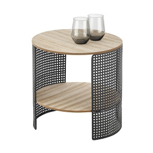 Stolik kawowy Switions średnica 41 cm naturalny - czarny Wyprzedaż