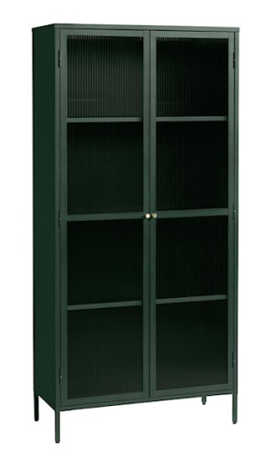 Witryna metalowa Avensunly 190 cm z przeszkleniem zielona Wyprzedaż