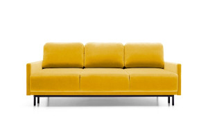 Kanapa z funkcją spania trzyosobowa Hamiel z pojemnikiem miodowa velvet hydrofobowy HOMEBOOK kanapa z funkcją spania