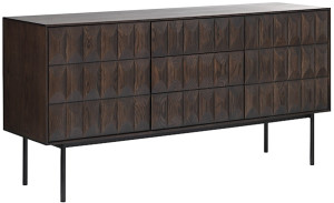 Komoda Chesseo dwudrzwiowa z trzema szufladami na metalowych nogach dąb espresso Wyprzedaż