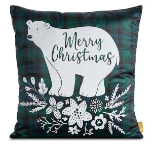 Poszewka na poduszkę Colifest 60x60 cm biało-zielona świąteczna