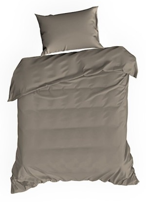 Komplet pościeli Nova 200x160 cm satyna bawełniana jasnobrązowa Wyprzedaż