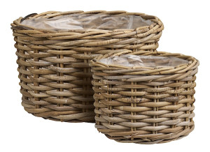 Zestaw 2 koszy Kalak kubu rattan naturalne