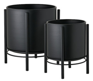 Zestaw 2 doniczek na stelażach Justept czarne Wyprzedaż