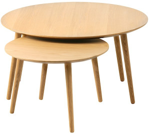 Zestaw stolików kawowych Besoss okrągłe dąb naturalny Wyprzedaż