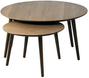 Zestaw stolików kawowych Besoss okrągłe dąb palony Wyprzedaż