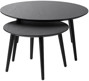 Zestaw stolików kawowych Besoss okrągłe dąb czarny Wyprzedaż