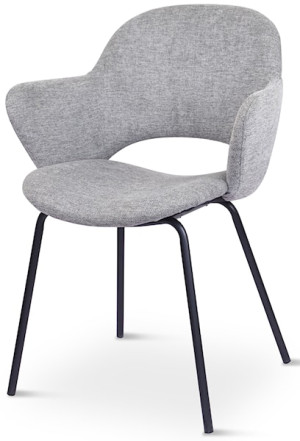 Krzesło tapicerowane z podłokietnikami Lettle czarne nogi melanż szary Wyprzedaż