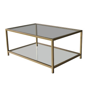 Stolik kawowy Asster szklany z półką 60x90 cm złoty HOMEBOOK