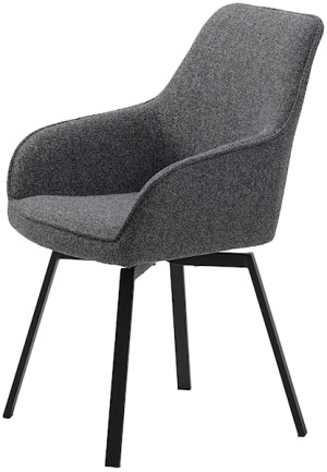 Krzesło tapicerowane Bebese obrotowe na czarnych nogach melanż grafitowy Wyprzedaż
