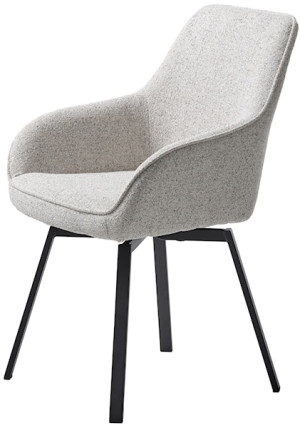 Krzesło tapicerowane Bebese obrotowe na czarnych nogach melanż kremowy Wyprzedaż