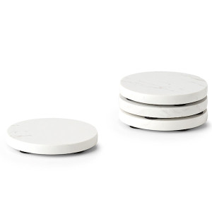 Zestaw czterech podkładek pod kubki Kaste z marmuru białe HOMEBOOK