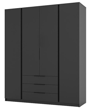 Szafa Kaja czterodrzwiowa z trzema szufladami 200 cm czarna Wyprzedaż