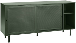Komoda Sonaves 160 cm metalowa z przesuwnymi drzwiami ciemnozielona Wyprzedaż