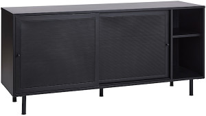 Komoda Sonaves 160 cm metalowa z przesuwnymi drzwiami czarna Wyprzedaż