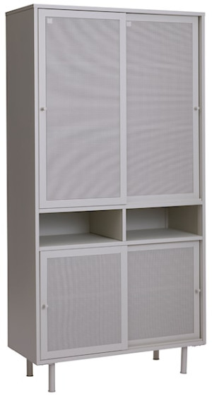 Regał Sonaves 180 cm metalowy z przesuwnymi drzwiami szary Wyprzedaż