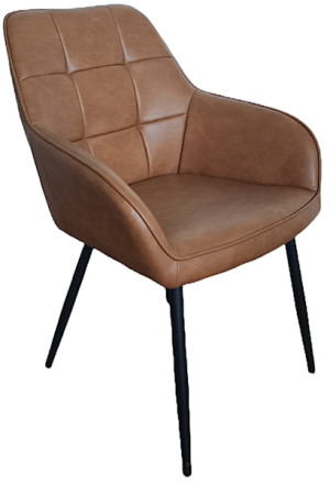Krzesło tapicerowane z podłokietnikami Sevitle brązowa ekoskóra Wyprzedaż