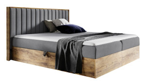 Łóżko kontynentalne Mirolla 160x200 z dwoma pojemnikami i materacem ciemnoszare HOMEBOOK