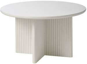 Stolik kawowy Athenise okrągły 80 cm podstawa krzyżowa lamele jasnoszary Wyprzedaż