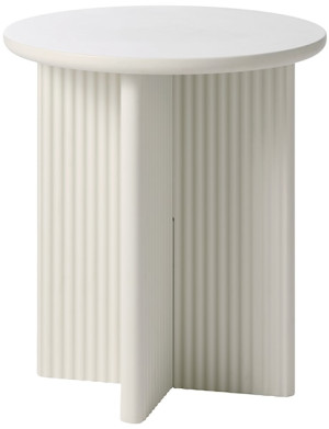 Stolik boczny Athenise okrągły 50 cm podstawa krzyżowa lamele jasnoszary Wyprzedaż