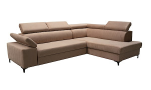 Narożnik rozkładany z funkcją spania Tazzola L-kształtny z pojemnikiem beżowy prawostronny HOMEBOOK