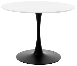 Stół okrągły Obleos 100 cm biały z czarną podstawą Wyprzedaż