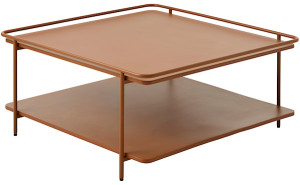 Stolik kawowy Yuba 75x75 cm z półką brązowy