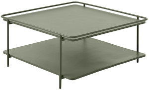 Stolik kawowy Yuba 75x75 cm z półką oliwkowy