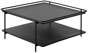 Stolik kawowy Yuba 75x75 cm z półką czarny