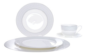 Zestaw naczyń Alloppe 30 elementów srebrno-biały