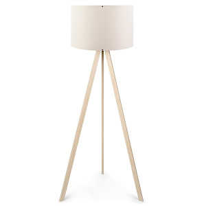 Lampa podłogowa Salika kremowa na dębowym stelażu HOMEBOOK