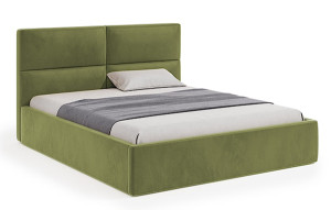 Łóżko tapicerowane Helma 180x200 cm z pojemnikiem oliwkowe welur HOMEBOOK