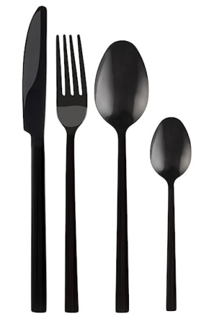 Zestaw sztućców dla 6 osób Piano 24 szt. czarne Wyprzedaż