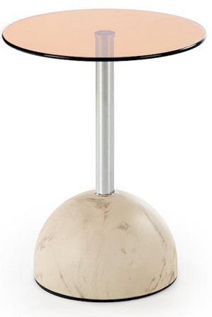 Stolik kawowy Calvane okrągły 40 cm brązowy/beżowy marmur