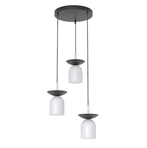 Lampa wisząca Ego x3 czarny/ciepły szary na okrągłej podsufitce