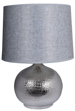 Lampa stołowa Mourvalle srebrna z szarym abażurem Wyprzedaż