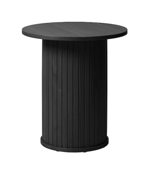 Stolik kawowy okrągły Gativel 50 cm lamele dąb czarny HOMEBOOK