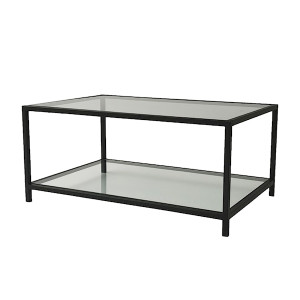 Stolik kawowy Asster szklany z półką 60x90 cm czarny HOMEBOOK