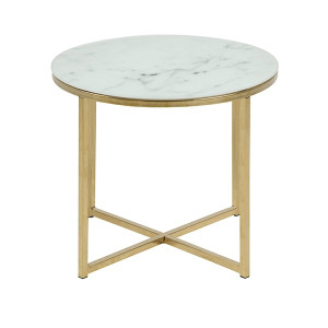 Stolik kawowy Bakar o średnicy 50 cm ze złotą chromowaną podstawą HOMEBOOK