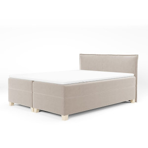 Łóżko kontynentalne 160x200 cm Froncle z pojemnikami i topperem beżowe HOMEBOOK