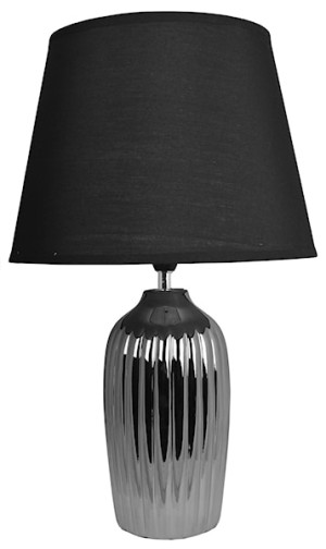 Lampa stołowa Oliney srebrna z czarnym abażurem Wyprzedaż