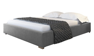 Łóżko tapicerowane Plene 200x200 ze stelażem metalowym i pojemnikiem szare hydrofobowe HOMEBOOK