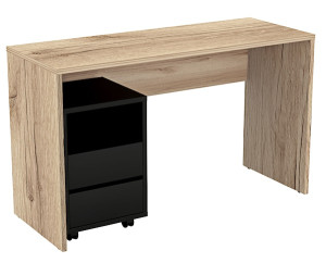 Biurko Vinels 130x50 cm z kontenerkiem dąb grand naturalny/czarny onyks HOMEBOOK