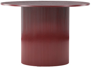 Stół do jadalni Lenox okrągły 110 cm bordowy z ryflowaną podstawą Wyprzedaż