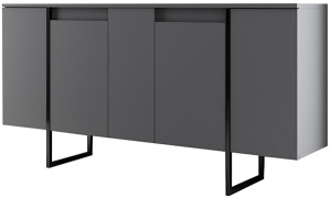 Komoda Steelaris na czarnych metalowych nogach grafitowa Wyprzedaż